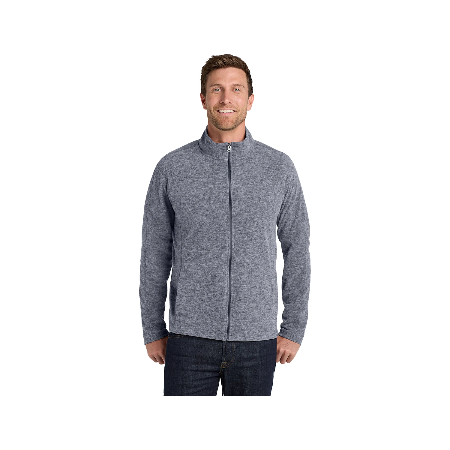Port Authority Heather Microfleece Full-Zip Jacket - True Navy Heather