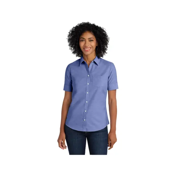 Port Authority Ladies Short Sleeve SuperPro Oxford Shirt