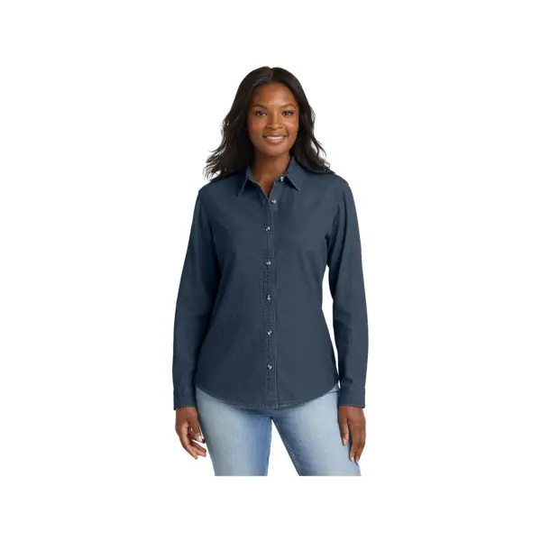 Port & Company Ladies Long Sleeve Value Denim Shirt
