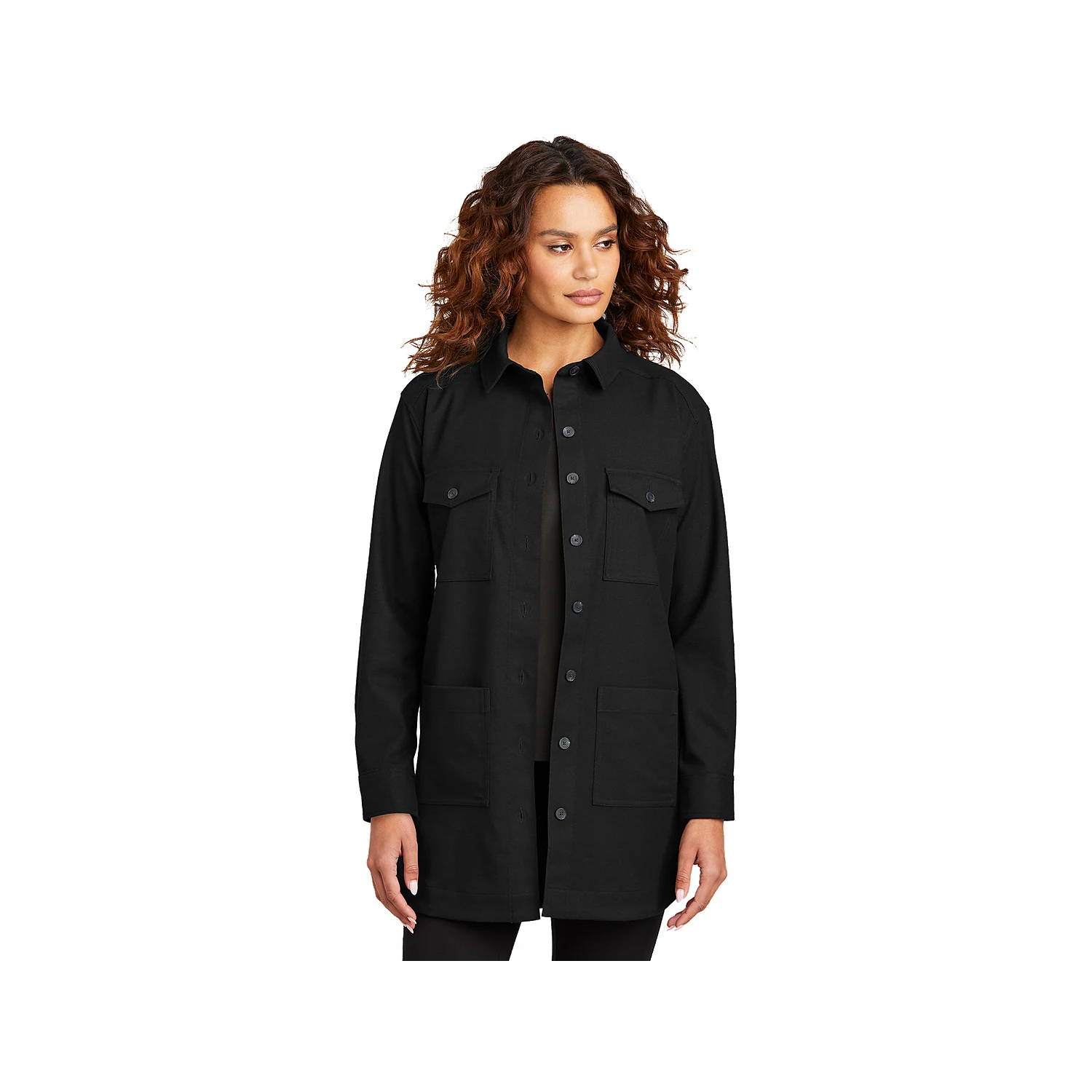 Mercer+Mettle Women’s Long Sleeve Twill Overshirt MM2021 - Deep Black