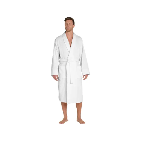 Port Authority Checkered Terry Shawl Collar Robe