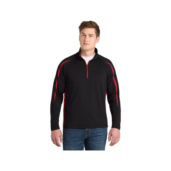 Sport-Tek Sport-Wick Stretch 1/2-Zip Colorblock Pullover