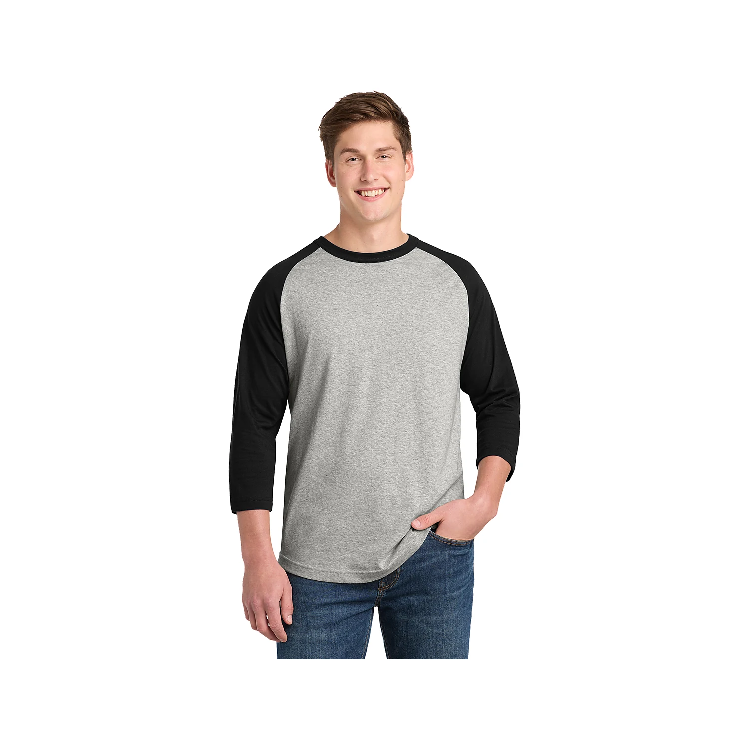Sport-Tek Colorblock Raglan Jersey - Heather Grey Black